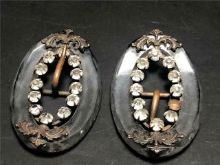 Antique Victorian Era Glass And Crystal Buckles