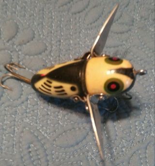 Old Fishing Lures Heddon Crazy Crawler Color Black White Wings