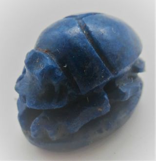 Ancient Egyptian Carved Lapis Lazuli Scaraboid Scarab Seal Bead