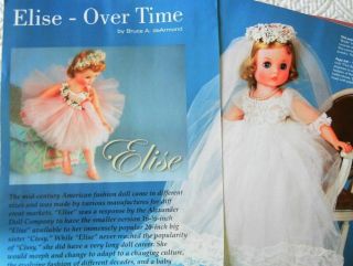 13p History Article,  Color Pics - Vtg Madame Alexander Elise Dolls Through Time
