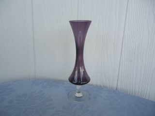 Vintage Retro Vase Art Glass Barley Twist Stem Amethyst Purple
