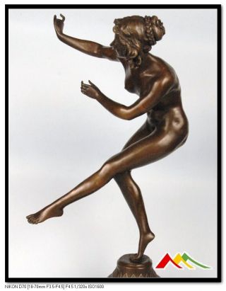 Signed Cl.  Jr.  Colinet,  Bronze Art Deco Dancer Sculpture