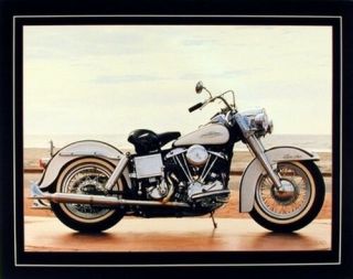 1967 White Shovelhead Harley Davidson Vintage Motorcycle Bike Art Print (16x20)