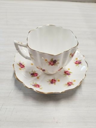 Victoria C & E Vintage Bone China Of England Teacup And Saucer Set Floral