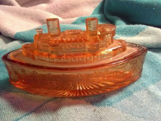 Antique Remember The Maine Battleship Candy/butter Dish Container