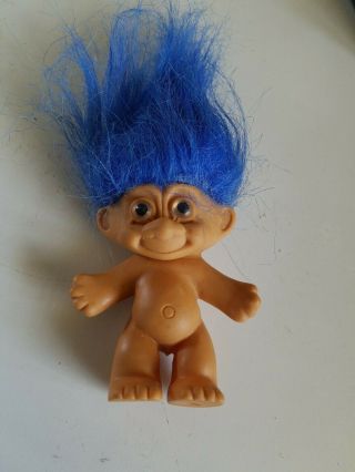 Vintage Troll Doll Russ Berrie Dark Blue Hair Cute And Loveable Trolls Vtg Toy