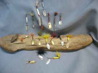 Vintage/antique Fishing Lures - 19 Metal Baits - Spinners - Rooster Tail - Bang Tail -