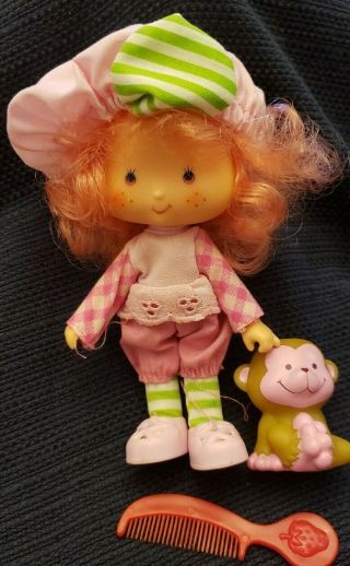 Vintage 1980s Strawberry Shortcake Raspberry Tart Doll And Pet Monkey Rhubarb