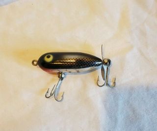 Heddon Tiny Torpedo Fishing Lure Black,  Chrome,  Red,  And Yellow Eye