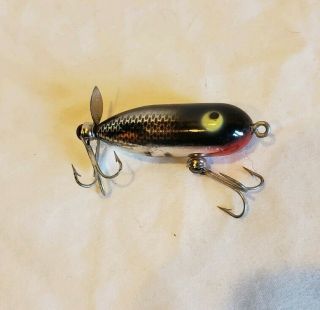 Heddon Tiny Torpedo Fishing Lure Black,  Chrome,  Red,  and Yellow Eye 3