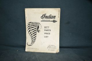 Vintage Indian Motorcycle Company 1977 Parts Price List Booklet
