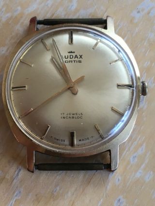 Gents Vintage Gold Plated Audax Fortis 17 Jewel Incabloc Swiss Made Wrist Watch