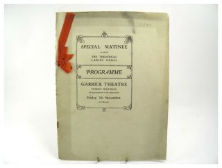Antique Programme Garrick Theatre A Special Matinee The Theatrical Ladies Guild