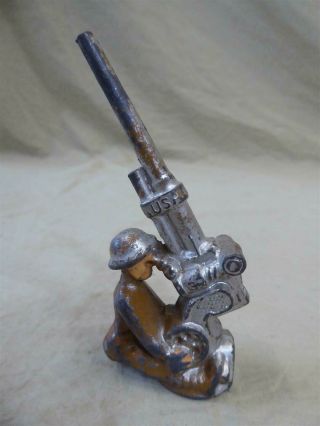 Antique Barclay Manoil Lead Soldier With Anti - Aircraft Gun 4 1/4 " X 2 3/4 "
