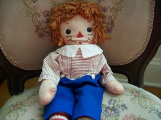Vintage Raggedy Ann Doll - Silsby Tag - Georgene Novelties - 19 In - Gruelle