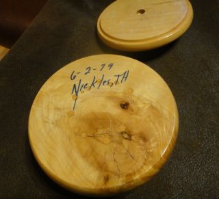 Vtg.  Wood Hand Crafted Round Jewelry/Trinket Box Maple 4