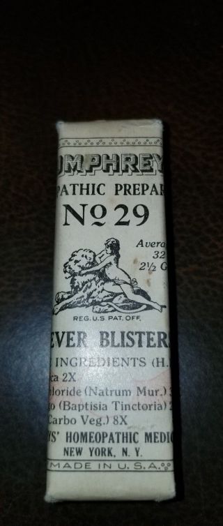 Antique Humphreys Homeopathic Medicine Nos 29 Fever Blister (small)