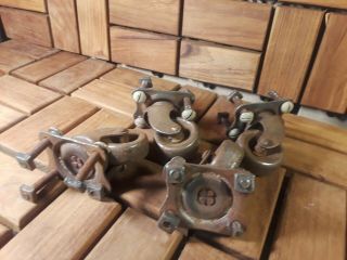 Antique - Set (4) Steampunk Old Iron Wheel Cart Casters w/Screws - Originals 5