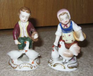 Pair Antique Samson Chelsea Style Porcelain Miniature Figures