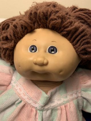 Vintage Cabbage Patch Kids 1978 - 1982 Brown Haired Blue Eyed Girl Doll With Dress 4