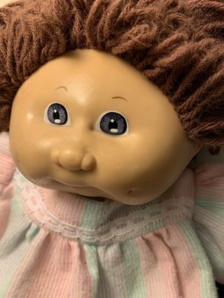 Vintage Cabbage Patch Kids 1978 - 1982 Brown Haired Blue Eyed Girl Doll With Dress 5
