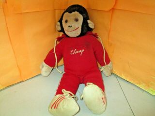 Vintage California Stuffed Toys " Champ " Monkey Stuffed Animal Doll With Hoodie
