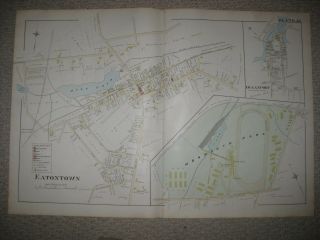Huge Antique 1889 Eatontown Monmouth Park Oceanport Jersey Handcolored Map N