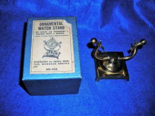 Ornanmental Vintage Brass Pocket Watch Stand With Box - See Pictures