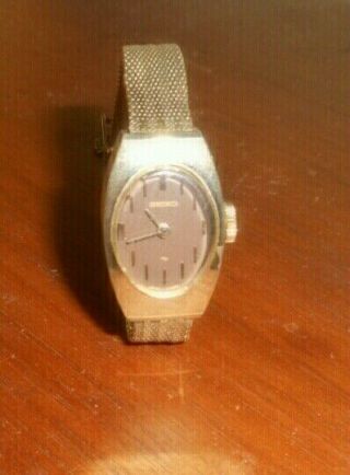 Vintage Seiko 11 - 7039 Lady 17 Jewel Gold Tone Hand - Winding Mechanical Watch 2