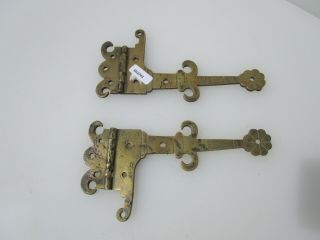 Antique Brass Hinges Ornate Hinge Furniture Hardware Old Victorian Pair 3.  25 "
