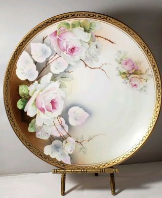 Antique Royal O&eg Austria Hand Painted Pink Roses Artist Signed Raymond Plate
