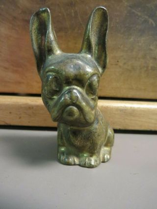 Vintage Cast Metal Dog With Big Stand Up Ears Boxer Bull Dog 2 3/4 " Tal Hubley?