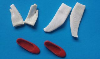 Vtg Barbie Skipper Doll Red Japan Flats White Gloves Socks Accessories Mattel