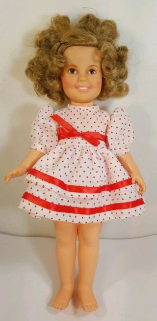 Shirley Temple Doll Vintage Vinyl 17” Rare Red Heart Dress 1972 Ideal Corp Vgc
