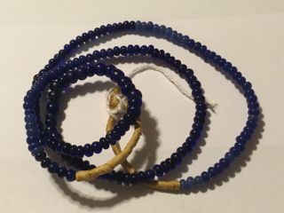 Antique Russian Blue Venetian Round Glass Trade Beads - Approximately 175