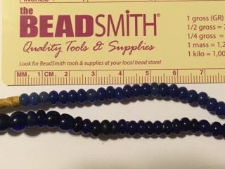 Antique Russian Blue Venetian Round Glass Trade Beads - Approximately 175 7