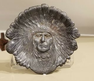 Indian Chief Molded Into Pot Metal Dish.  Usa.  1920s.  4.  25 " Of.