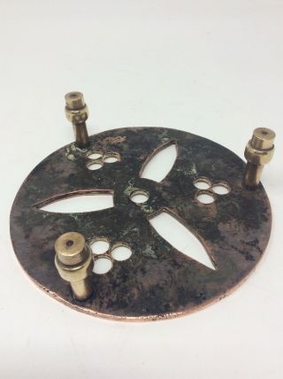 Antique Arts & Crafts Solid Copper Trivet Stand 15 Cms Diameter 4
