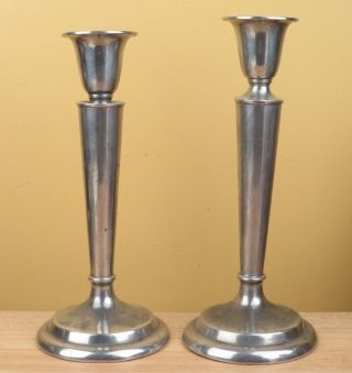 Vintage Pewter Candlesticks Candle Holder 10in Tall R