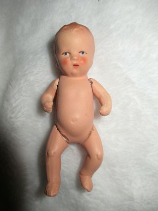 1940s Occupied Ussr Germany Bisque Doll 3 3/4 " Baby Jointed Doll 1309 No Sticker