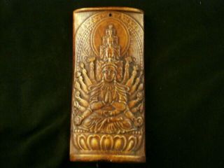 Pure Chinese Bone Hand Carved Thousand - Hand Bodhisattva Pendant S138