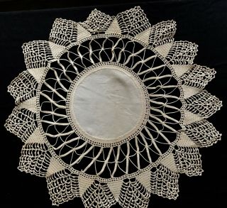 Gorgeous Large Crochet Lace Round Off - White Doily 22 " Diameter Table Decor,