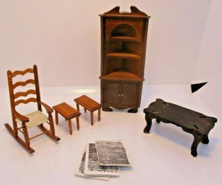 Wood Doll House Furniture Vintage