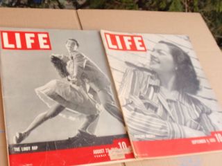 2 VINTAGE LIFE MAGAZINES ROSILAND RUSSEL 1939 THE LINDY HOP 1943 VG COND. 2