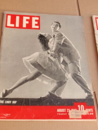 2 VINTAGE LIFE MAGAZINES ROSILAND RUSSEL 1939 THE LINDY HOP 1943 VG COND. 5