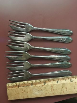 6 Vintage - M&s Ltd Sheffield Epns Silver Plate Kings Cake Forks / Pastry Forks