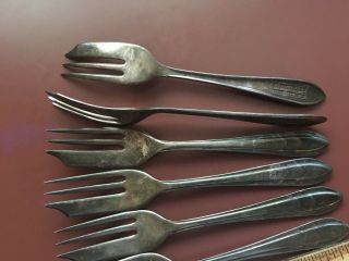 6 Vintage - M&S Ltd Sheffield EPNS Silver Plate Kings Cake Forks / Pastry Forks 3
