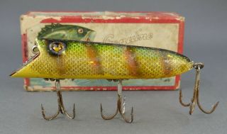 Vtg Heddon Dowagiac Minnow No.  7500s Vamp Fishing Lure & Box