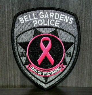 2019 Bell Gardens Police Department - Pink Shoulder Patch - Collectible