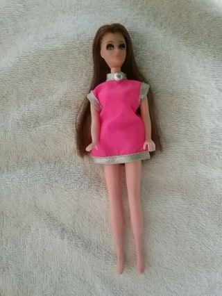 Vintage Topper Dancing Longlocks Doll Head Mold H 17,  Hot Pink Dress